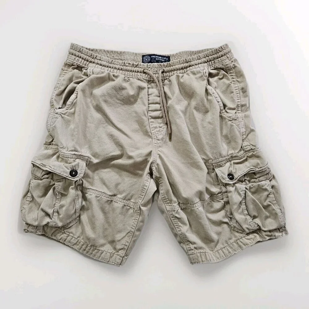 American Eagle Shorts Mens L Beige Cargo Utility Pockets Outdoor Gorpcore Grunge